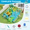 Palm Tree Inflatable Water Slide Bounce House for Kids Ages 3-12 with Climbing Wall Basketball Hoop Obstacle Tunnel and Water Cannons